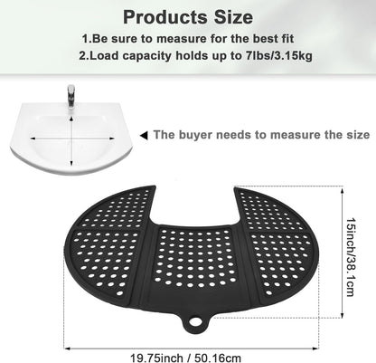 YHJWW Foldable Bathroom Sink Cover for Counter Space, Heat Resistant Silicone Makeup Organizer Mat for Your Beauty Routine, Small Bathroom & Rv Camper Travel Must Haves Accessories, Black