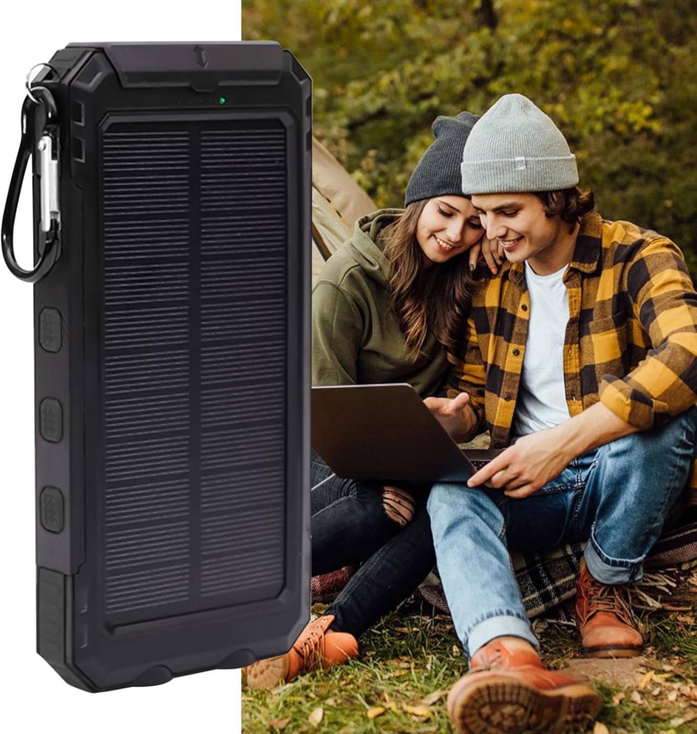 Solar Charger - Solar Charger Bank - Portable Chargers - Fast Charging Battery Pack | 20000mAh Wireless Fast Charging Device with Flashlight for Camping Hiking Outdoor