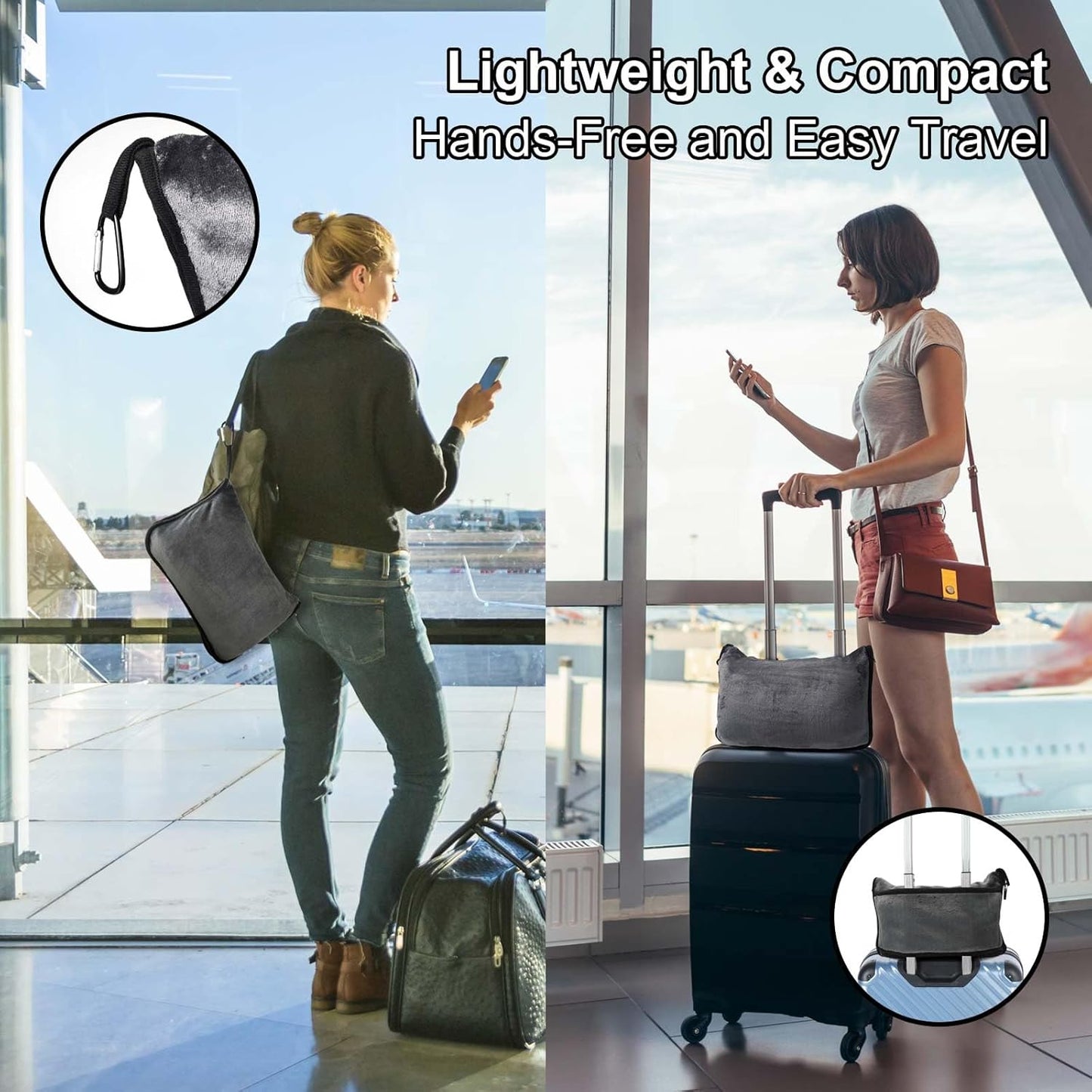 DAWNTREES Travel Blanket and Pillow,Travel Blanket for Airplanes and Plane, Essential Items for Long-Distance Travel and Outdoor Camping,2 in 1 Airplane Blanket Flight