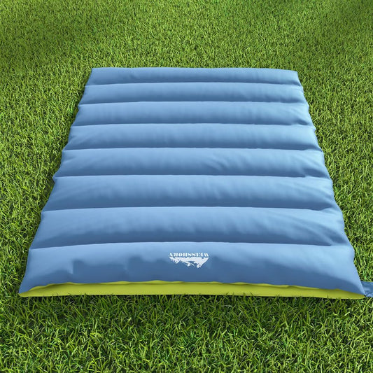 Weisshorn Sleeping Bag, Double Camping Bags 3 Season Warm Portable Water Resistant Lightweight Thermal Outdoor Gear Tent for Hiking Travel Backpacking, Adjustable Strap Compression Sack Grey
