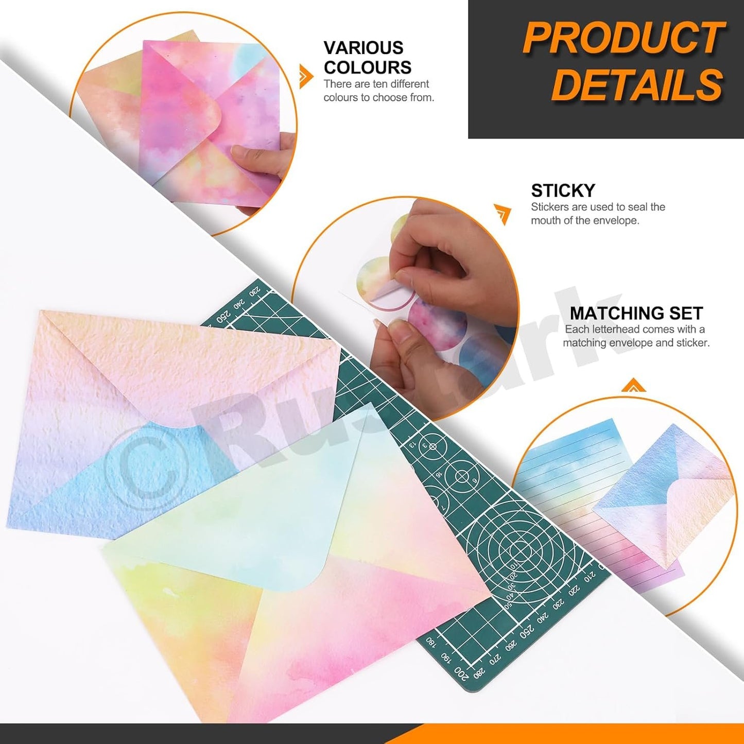 Rustark 200pcs Watercolor Stationery Paper and Envelopes Set with Stickers, Double-Sided Stationery Paper Lined Paper Sheets Watercolor Envelopes for Writing Letters Greeting Cards Invitations