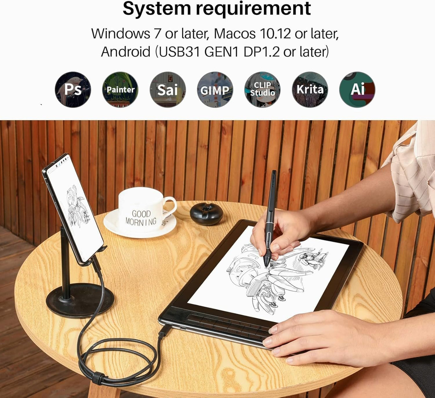 HUION Kamvas Pro 13 2.5K QHD Drawing Tablet Graphics Monitor Pen Display with Screen QLED Full Lamination 99% sRGB Battery-Free Stylus for Windows, Mac, Android, Linux, 13.3inch
