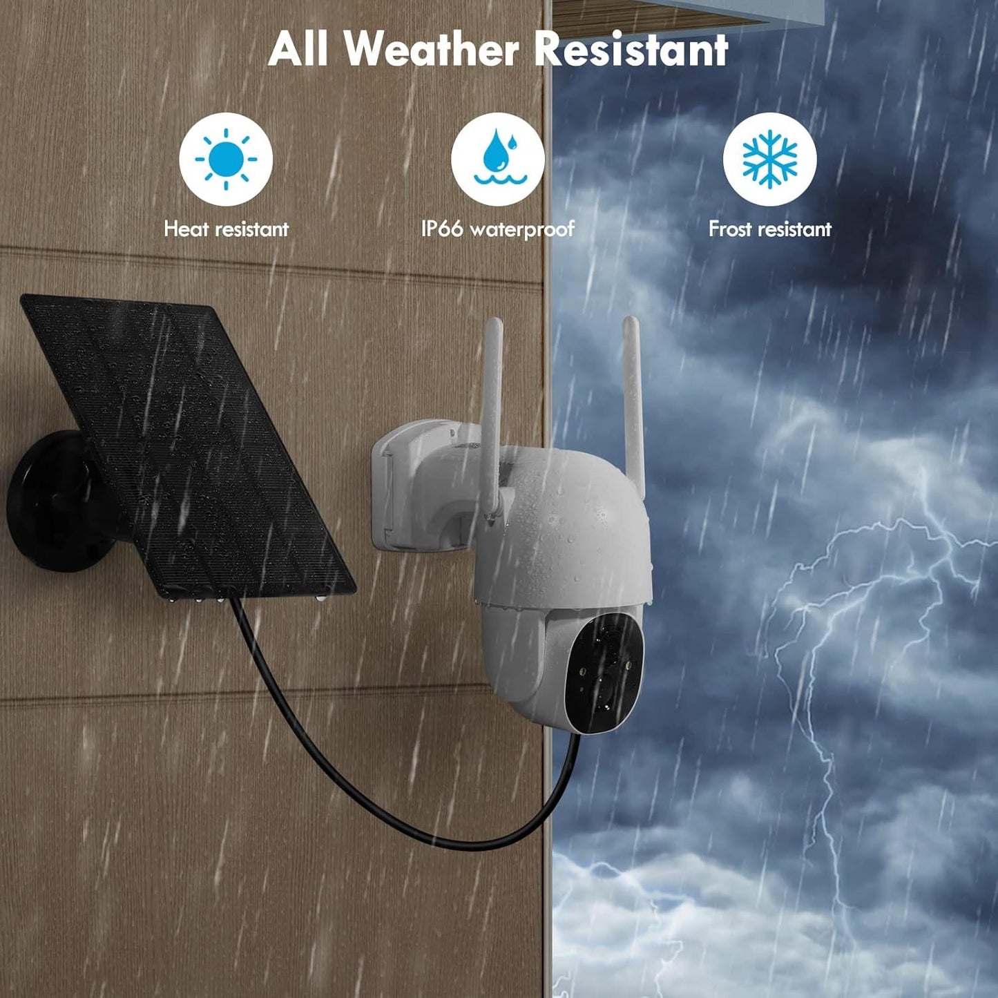 Solar Security Cameras Wireless Outdoor, Wireless Cameras for Home/Outdoor Security, 355°PTZ, 3MP 2K FHD WiFi Camera with Spotlight, Motion Detection, Siren, Color Night Vision, SD/Cloud