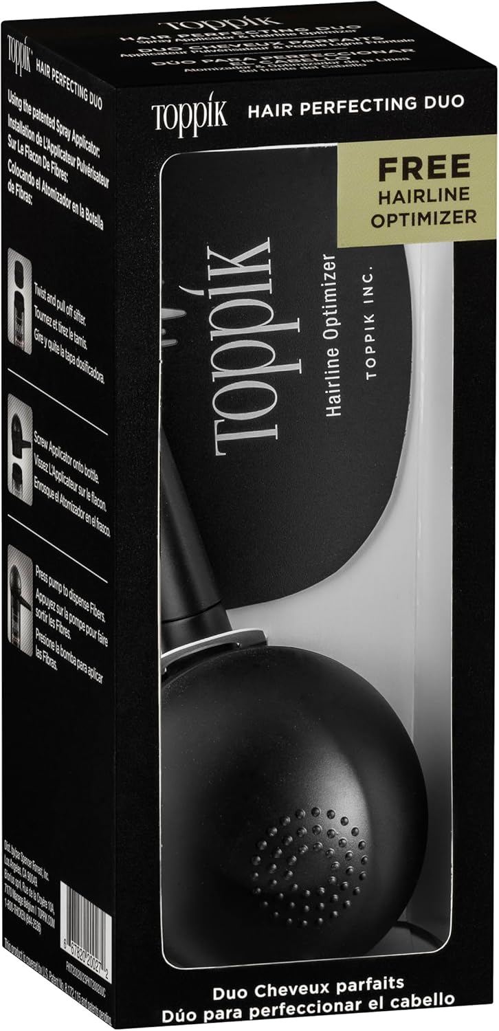 Toppik Hair Perfecting Duo - Hides Extension Tracks - Natural & Fuller Look - Organic Keratin - Easy to Apply - For Men & Women - Hairline Care - Hair Loss Products - Hairline Optimiser - 27.5g