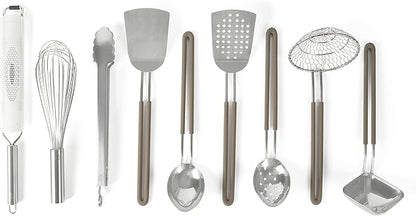 Martha Stewart 9-Piece Stainless Steel Prep & Serve Kitchen Gadget and Tool Set - Dishwasher Safe