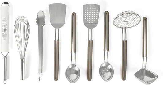 Martha Stewart 9-Piece Stainless Steel Prep & Serve Kitchen Gadget and Tool Set - Dishwasher Safe