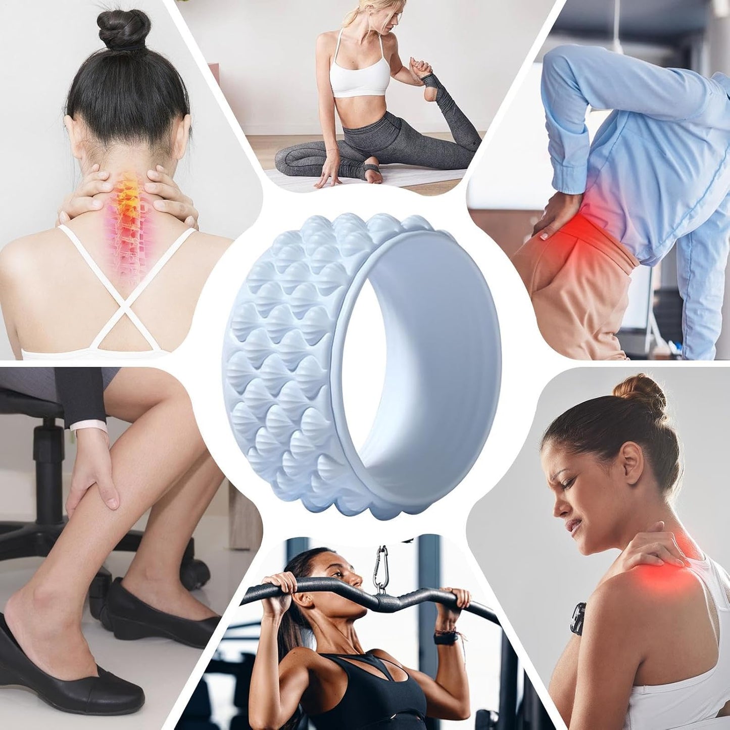 Rulli per massaggio muscolare, recupero della ruota da yoga, strumento di stretching dei tessuti profondi, ruote per fitness, attrezzi multifunzionali, sollievo efficace per allenamento, allenamento