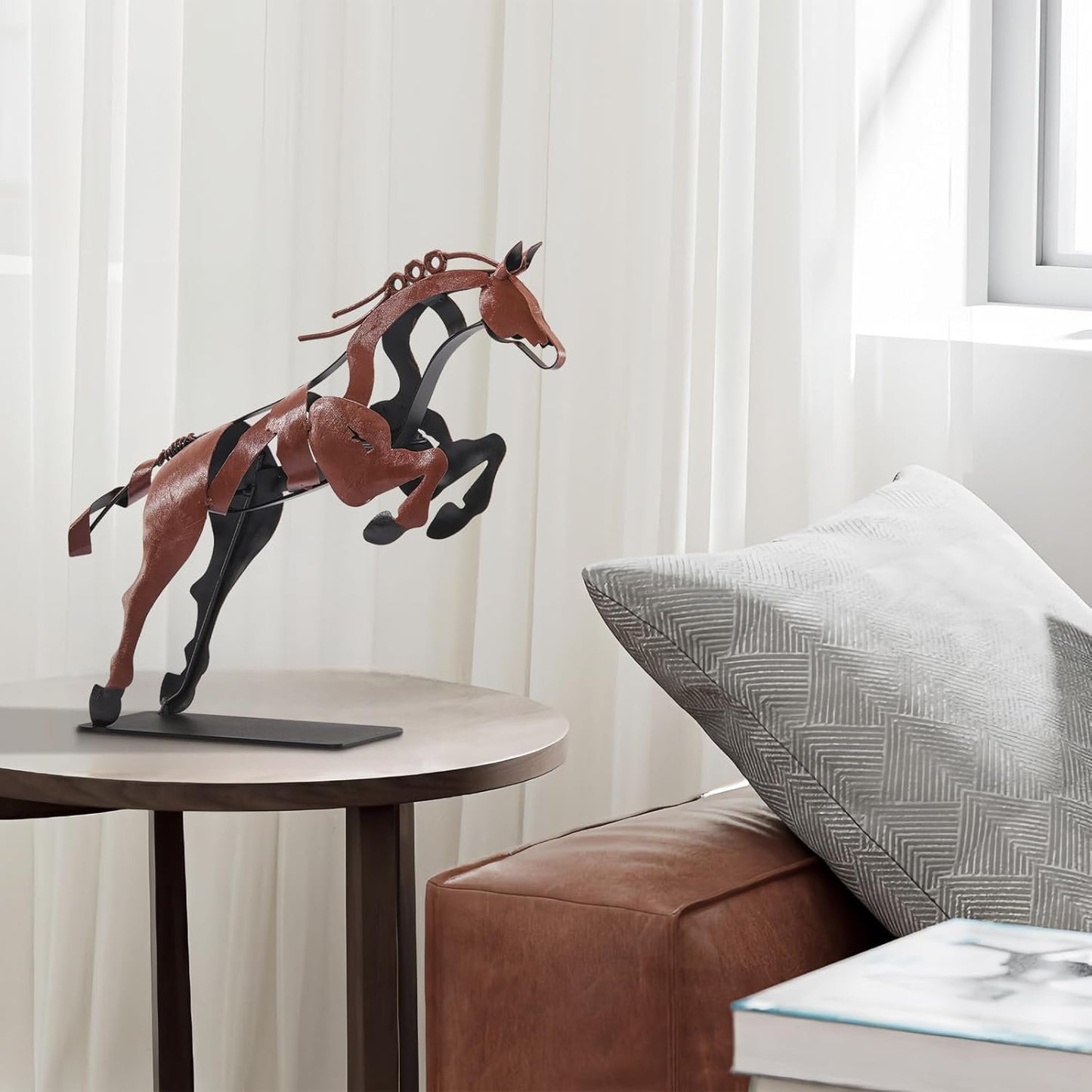 SunBlogs Art Horse Statue, Unique Metal Art Handmade Sculpture for Home Decor, Rustic Decor, Gifts for Horse Lovers (Brown)
