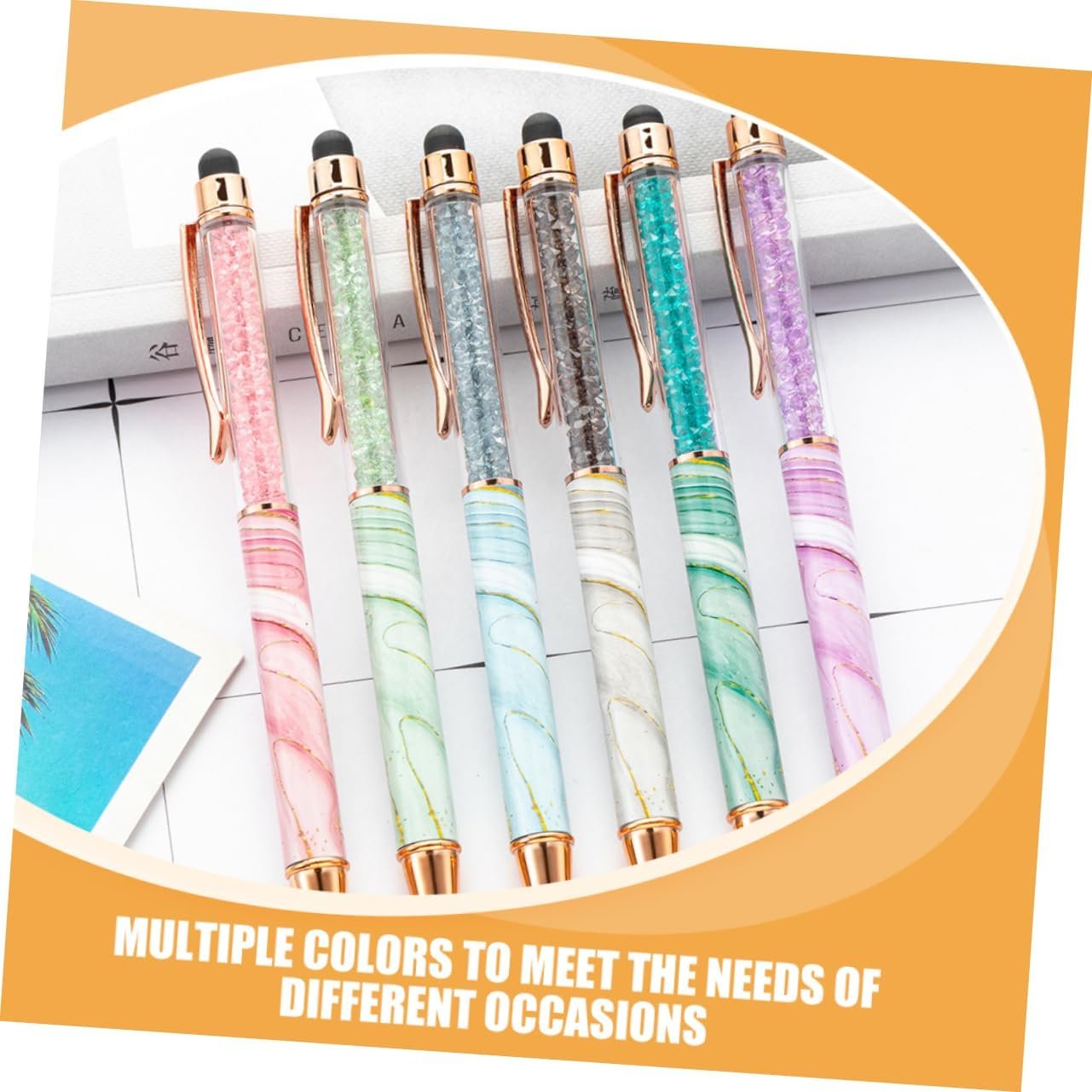 HONMEET Touchscreen Ballpoint Pens 6pcs Luxury Stationery Executive Writing Pens for Women Red Ink