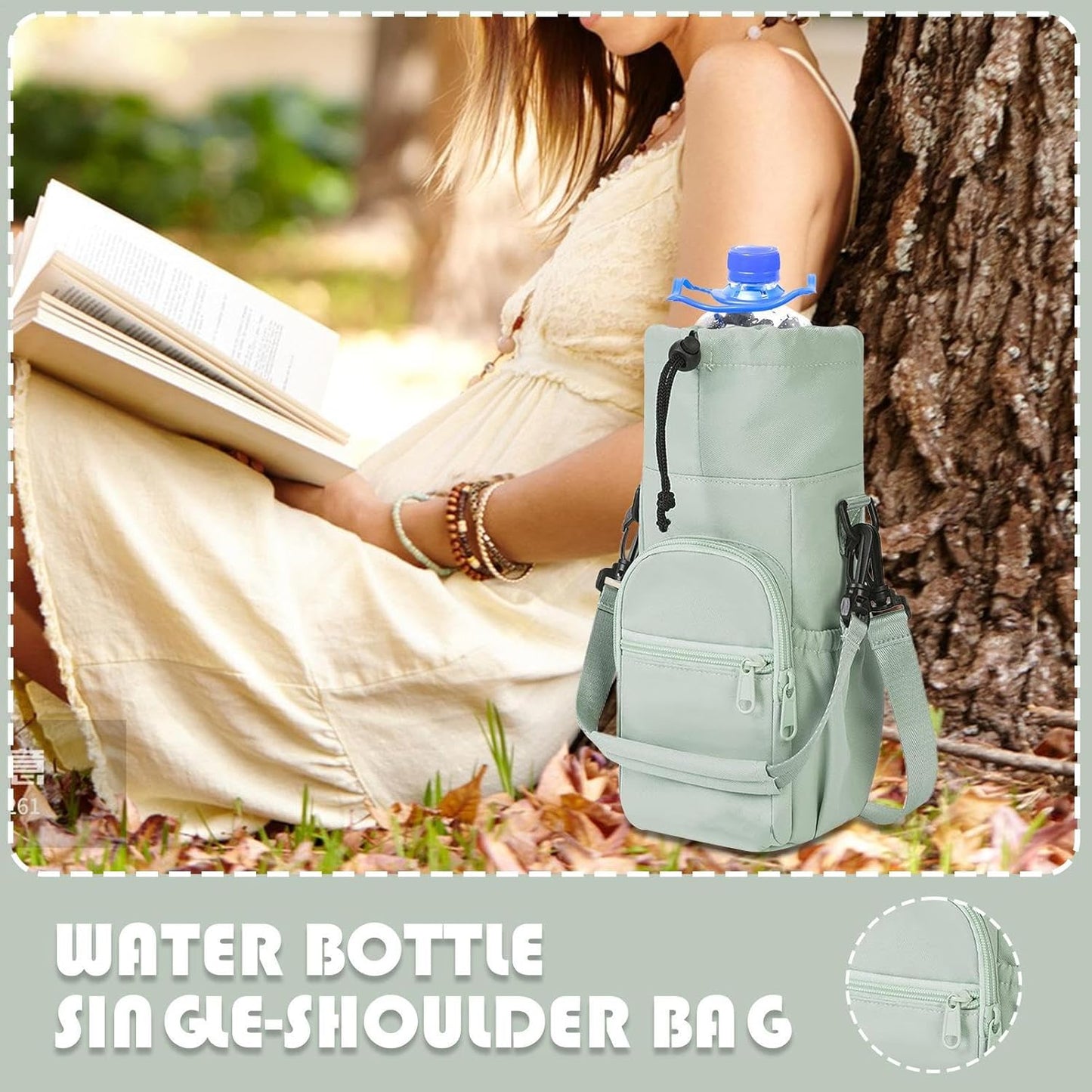 Générique Water Bottle Bag, Insulated Cup Holder, 12,01 x 5 x 4,02 pollici Ampia Capacity Waterproof Organizer, Strap, Outdoor Gear Pouch for Workouts, Hiking, Adventures and Fishing, verde, Se