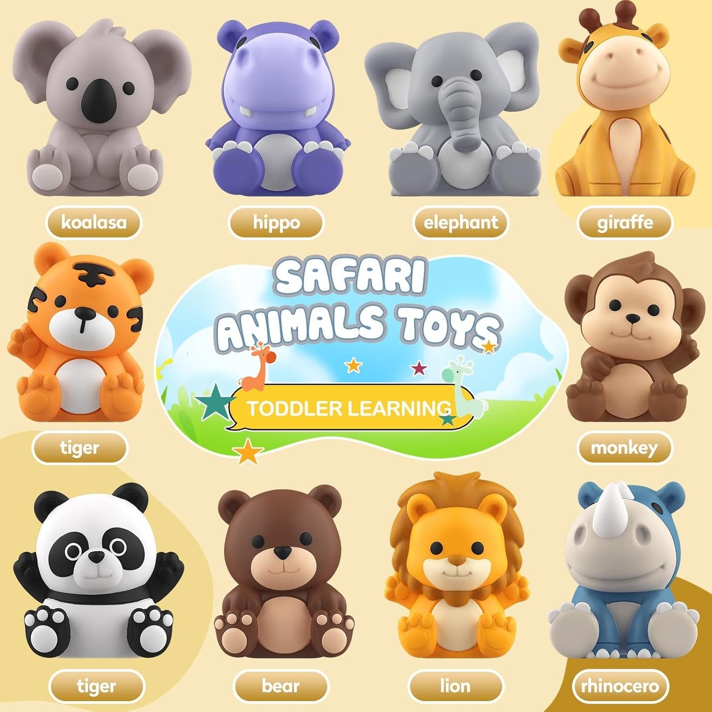 Toddler Learning Safari Animal Toy - 20PCS Montessori Educational Set for 1-3+ Year Old Boys & Girls
