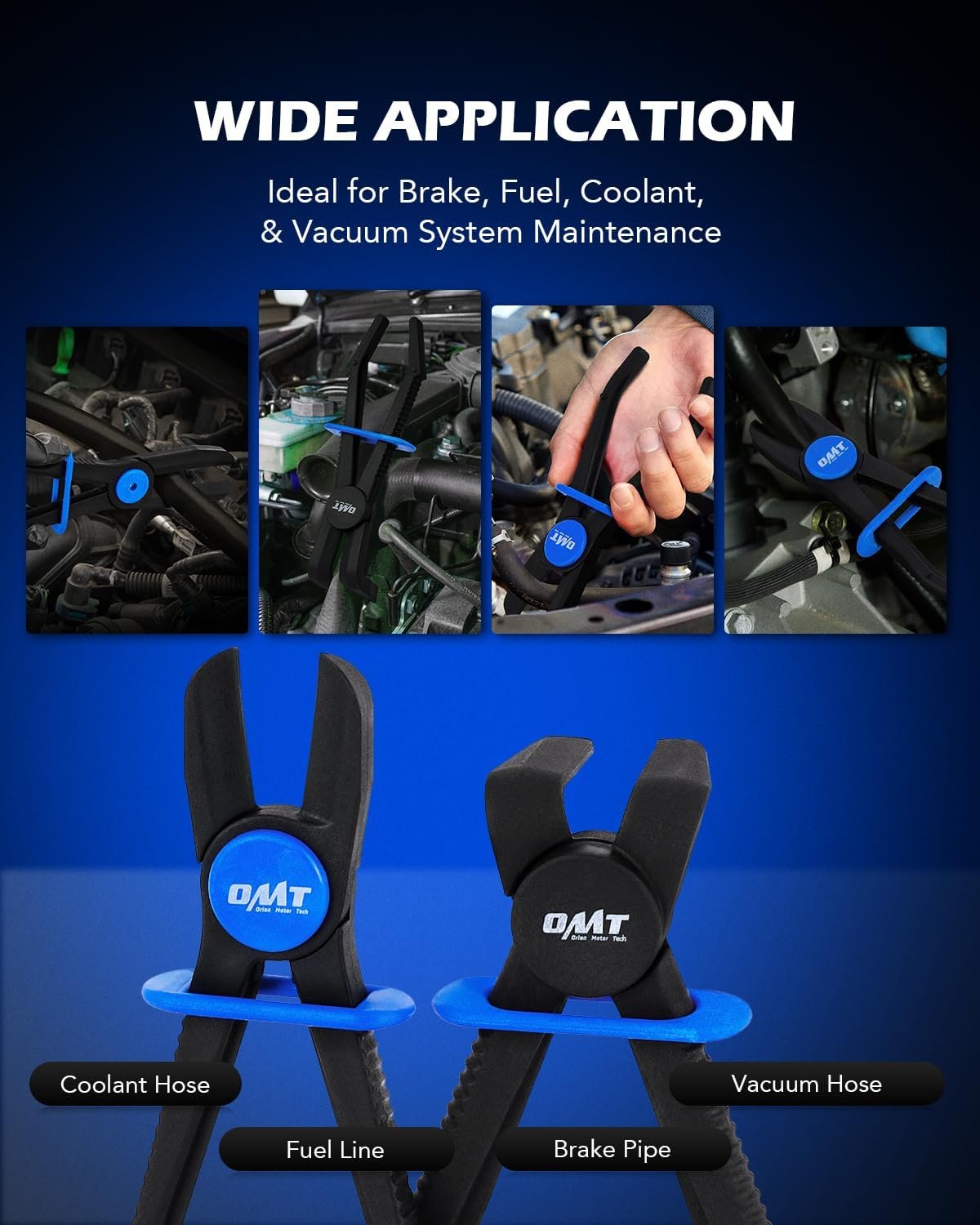 Orion Motor Tech 6-Piece Long Reach Hose Pinch Off Pliers Set for Flexible Brake, Fuel, Coolant Hoses Maintenance With Straight and 90° Options