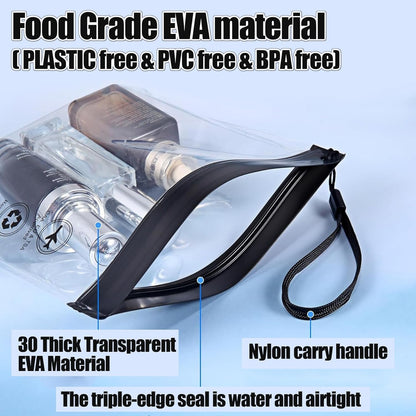 Clear Travel Toiletry Bag - Airport Security Liquids Bags, Airport Liquid Bag 20 x 20cm TSA Approved, Travel Accessories Makeup Bags Holiday Essentials Luggage for Men Women, 2pcs Black/Grey, 20*20CM,