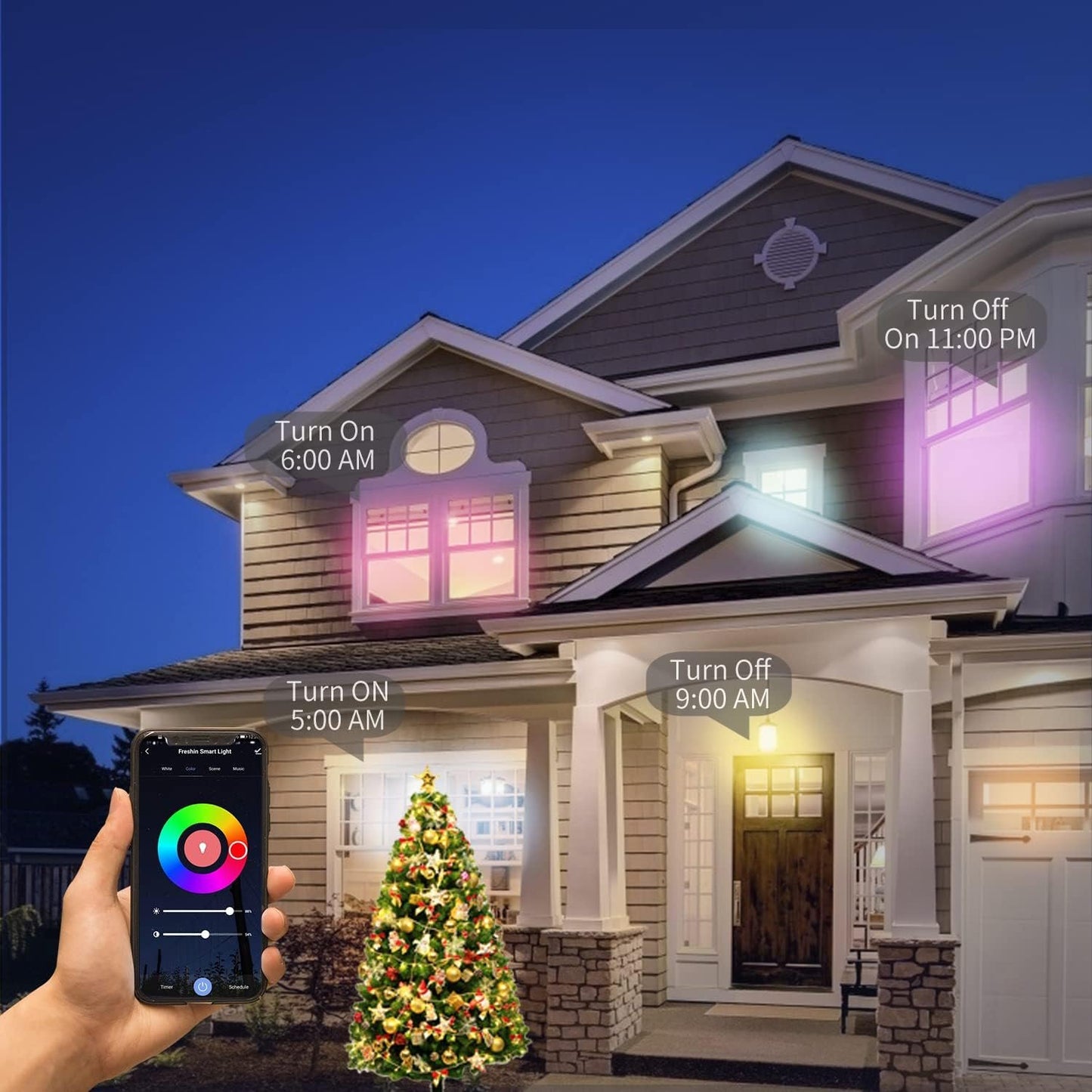 Smart Spotlight FRESHIN GU10 RGBCW WiFi LED Downlight Multicolor Lights Dimmable Changing 2.4Ghz Only, Compatible with Alexa, Google Home, No Hub Required (2)