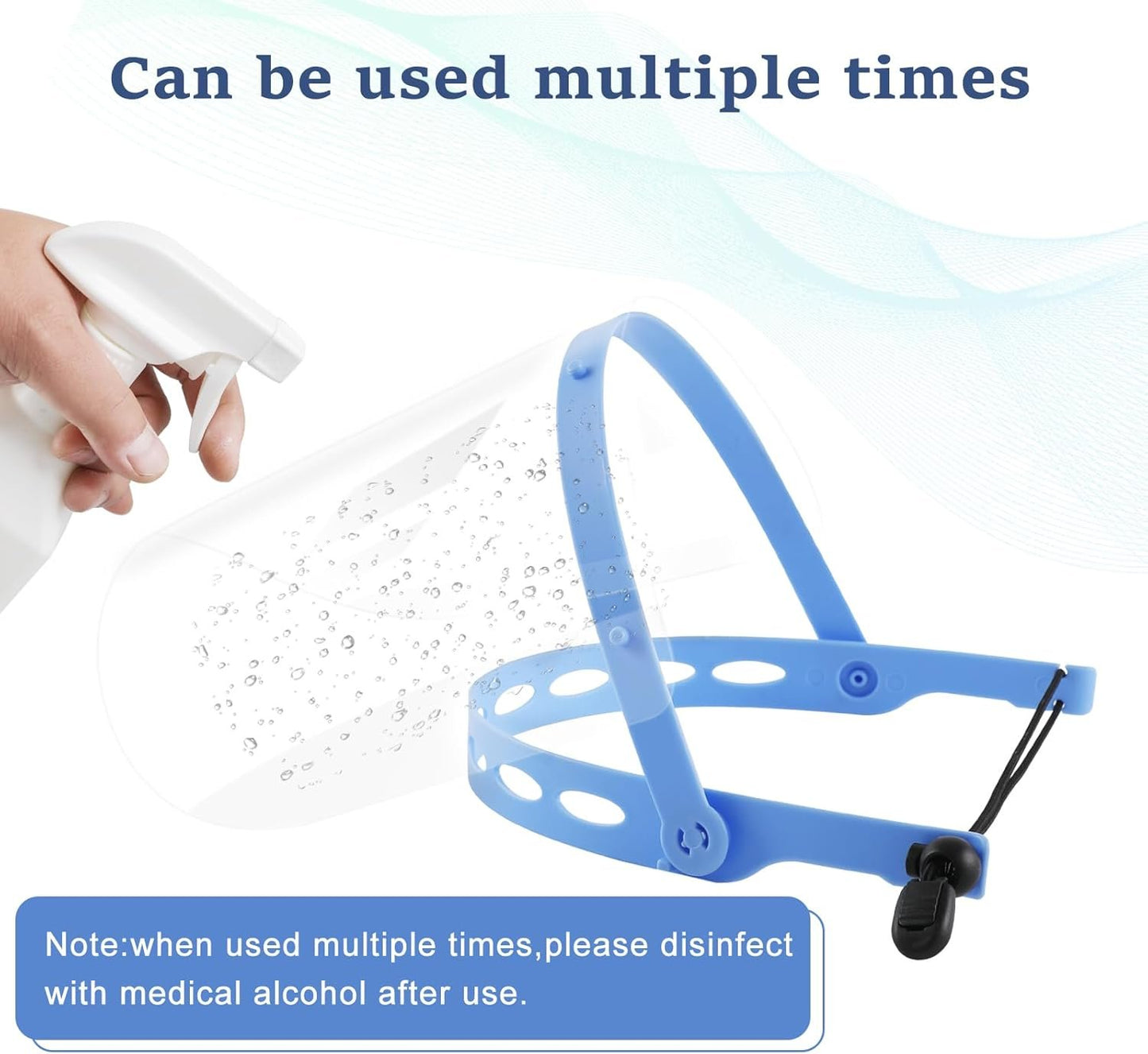 5 Pcs Safety Face Shields, Replaceable face Shields, Adjustable Face Cover, 1 Sets of Blue Reusable Brackets 5 Pcs Reusable 28 * 19.5cm Full Face Shield, Anti-Fog Replaceable Clear Protective Films