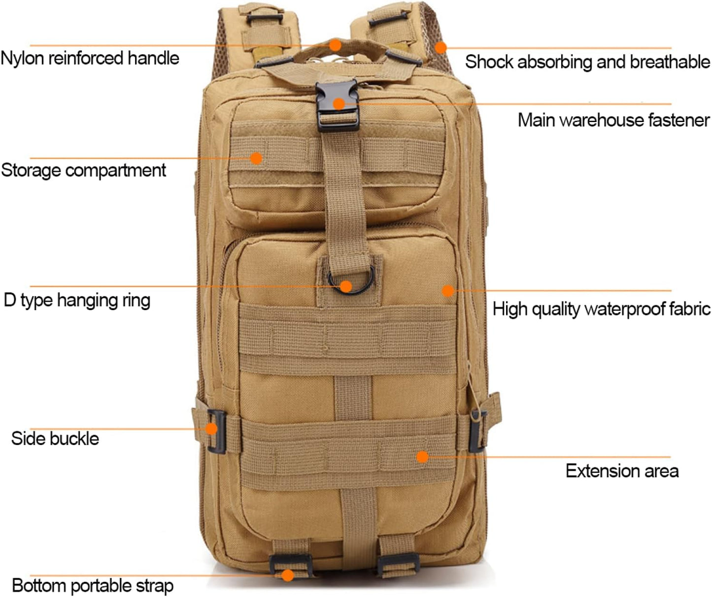 30L Mountaineering Outdoor Multifunctional Backpack 3 Days Tactical Backpack Military Tactical Backpack Assault Pack for Hiking Camping Trekking Hunting,CPcamouflage