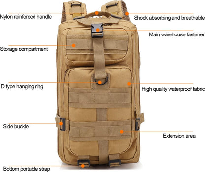 30L Mountaineering Outdoor Multifunctional Backpack 3 Days Tactical Backpack Military Tactical Backpack Assault Pack for Hiking Camping Trekking Hunting,CPcamouflage