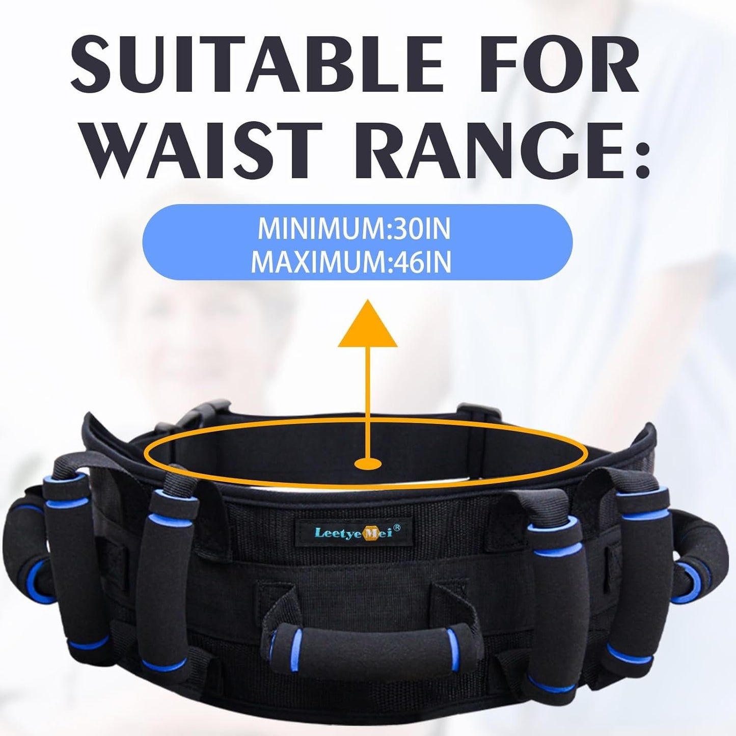 Leetye Mei Gait Belts Transfer Belt for Seniors with 7 Handles, Gate Belt for Elderly Lift Belts Quick Release Buckle, Medical Nursing Safety Belt Patient Assist - Bariatric, Elderly, Physical Therapy