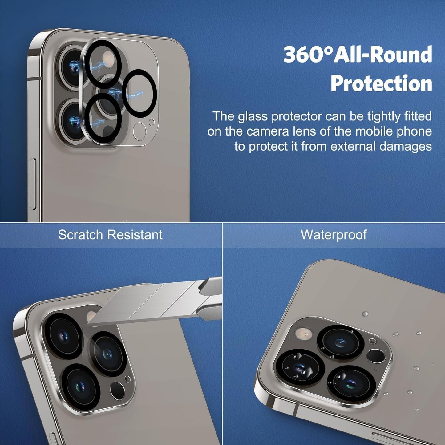 OMOTON Screen Protector for iPhone 15 Pro, 3 Pack Tempered Glass Screen Protector with 3 Pack Camera Lens Protector for iPhone 15 Pro 6.1-inch, Case Friendly/Easy Installation with Alignment Framework