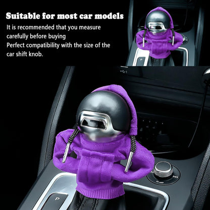 Car Gear Shift Cover,Cute Gear Shift Knob Hoodie for Car Decorations & Protections,All Seasons Universal Car Accessories Interior Shifter Cover Fits Car Truck SUV (Purple)