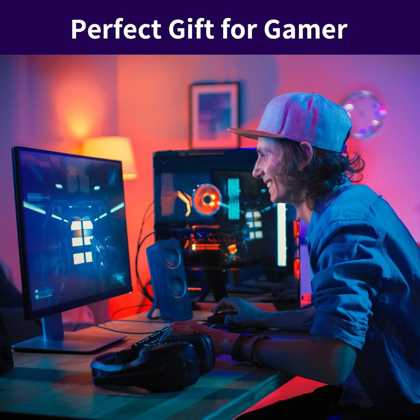 Smart LED Strips, RGB Bar Lamp USB Ambiance Gaming Lights with Multiple Lighting Effects and Music Modes for Gaming Room, PC, PC Accessories, Gaming Desk Accessories, Mood Light with App Control