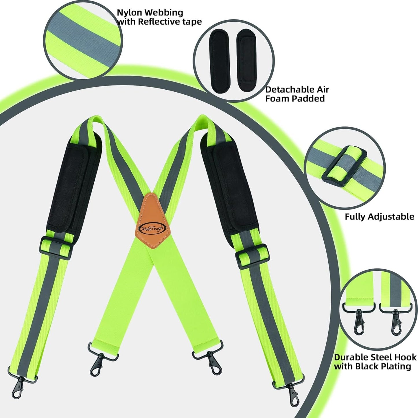 MELOTOUGH Tool Belt Suspenders Tool belt Harness for Heavy Duty Work belt with Movable shoulder Pads