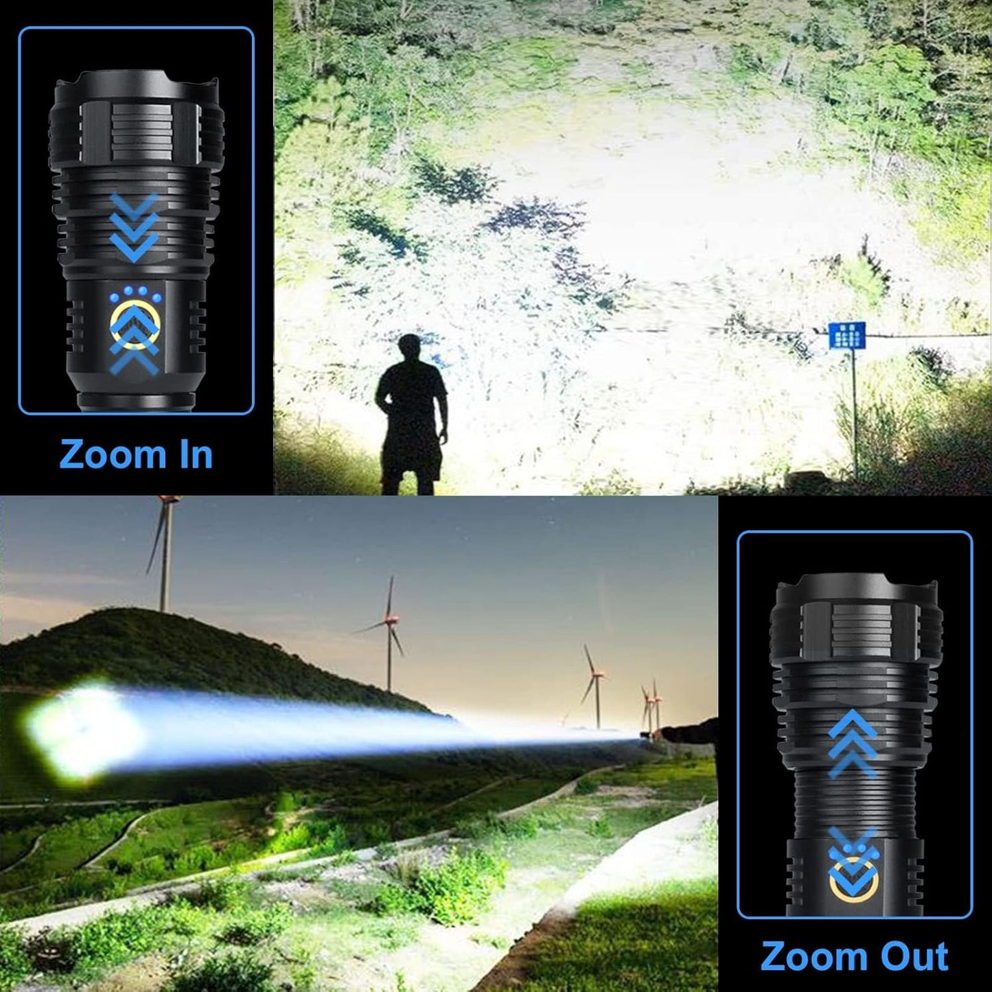 990000 High Lumens Rechargeable LED Flashlight, Tactical XHP70 Flashlights with Zoomable, 5 Modes, Military Grade Waterproof LED Flashlights for Camping, Hiking, Emergencies