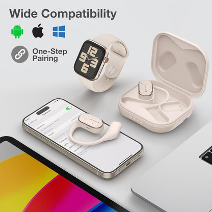 TOUGH ON True Open Ear Earbuds Wireless Bluetooth 5.3 Headphones with Microphone, Earbuds with Earhooks, ENC Noise-Cancellation, 45H Playtime, Long-Lasting Comfort, Crystal-Clear Calls for Driving/Gym