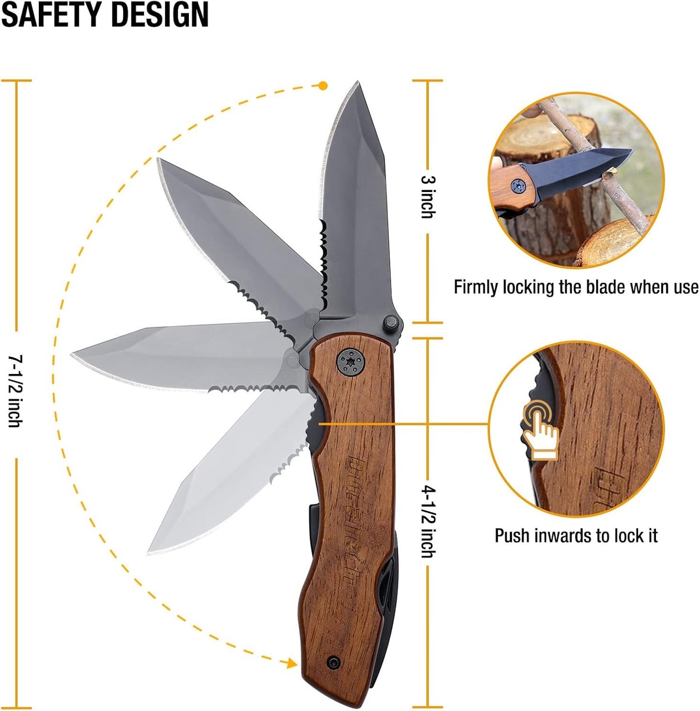 DURATECH 9-in-1 Multitool with Safety Locking, Wood Handle Pocket Multi Tool with Pliers Knife Bottle Opener Screwdriver Saw for Outdoor, Survival, Camping Hunting, Fishing and Hiking