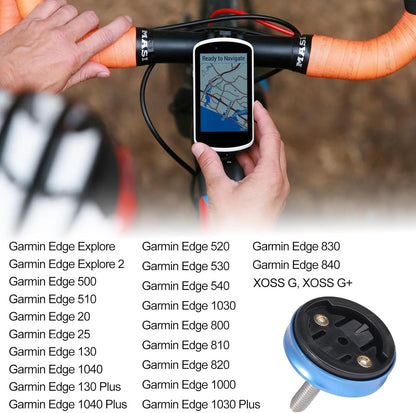 Aluminium Bicycle Mount Compatible with Garmin Edge 530 540 520 510 500 200 130 25 20 840 830 820 810 800 1000 1030 1040 Plus Explore 2 GPS Handlebar Mount for Computer Racing Bike - Blue