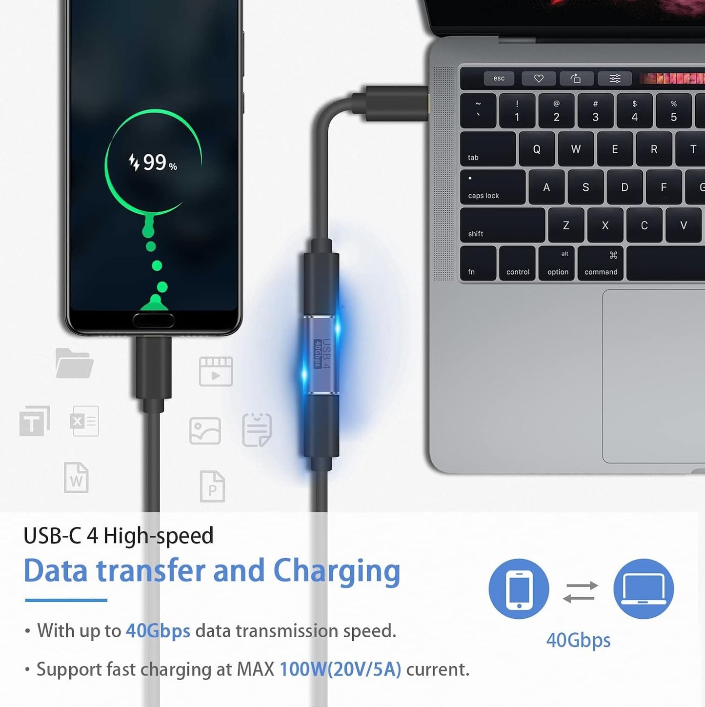 Duttek USB C Coupler 40Gbps,USB C female to female Adapter Supports 8k@60HZ and 100W fast charging,Compatible with Thunderbolt 3/4 and with USB Type C interface devices (USB c female to female)