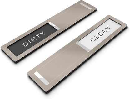 Dishwasher Magnet Clean Dirty Sign, Kubik Letters Premium Stainless Steel Grade 304, Kitchen Organizers and Storage Decor Accessories, Extra Adhesive Tapes Included.