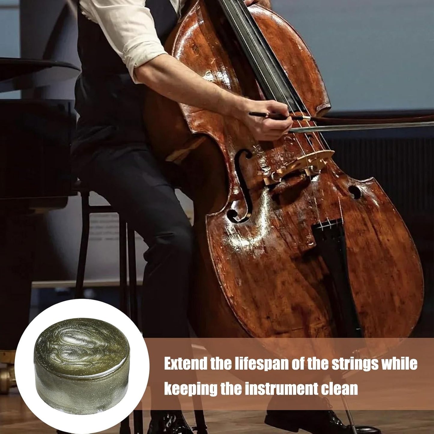 Violin Rosin, Natural Rosin For Violin & Cello, Small Dust-Proof, Long Lasting Tool, Essential Music Accessories For Sound, Cleaning, E Polish, 5 x 2,5 cm