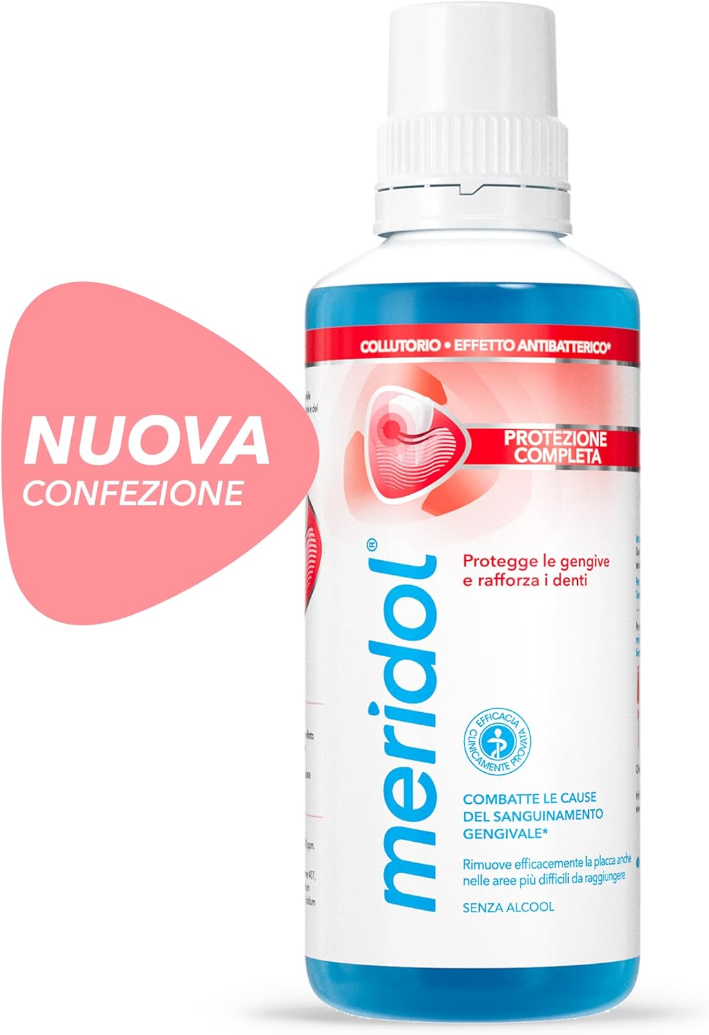 Meridol Antibacterial Mouthwash 400 ml, Soothes Irritated Gums, Protects Enamel, Fights Plaque Bacteria, Prevents Gum Bleeding, 0% Alcohol