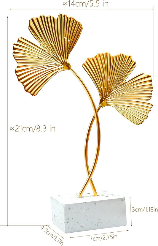 Metal Ginkgo Leaf Ornaments, Gold Leaf Desktop Decoration Sculpture, Creative Home Décor Accents Statue for Office, Bedroom, Bookshelf