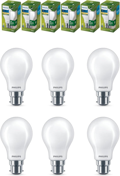 Philips Ultra Efficient Lamps Frosted Light Bulbs CLA 4W A60 B22 2700K FR UE SRT6 6pack PHUE4W27KB22FR