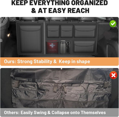 Automiim Detachable Hanging Trunk Organizer, Foldable Car Trunks Organizer Back Seat Hangings with 7 Large Compartments, Hanging Trunk Organizer for SUVs, Jeeps, Hatchbacks