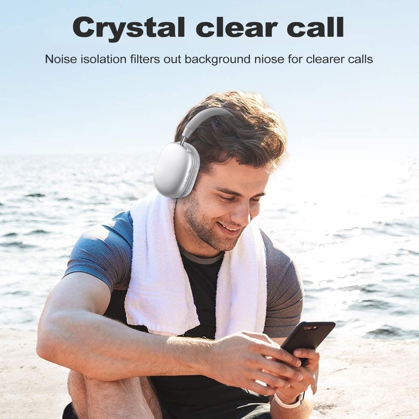 ZTOZ Wireless Headphones Over-Ear Bluetooth Adjustable 42 Hours of Listening Time Volume Control, Fitting in Gaming/Running/Sports Headphones for iPhone/Android/Samsung - Silver