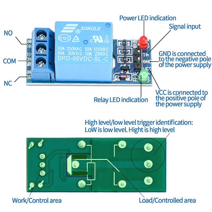 5pcs 5v 1 Channel Relay Module with Optocoupler Relay Control Board Low Level Trigger Relay Shield Module Indicator Light