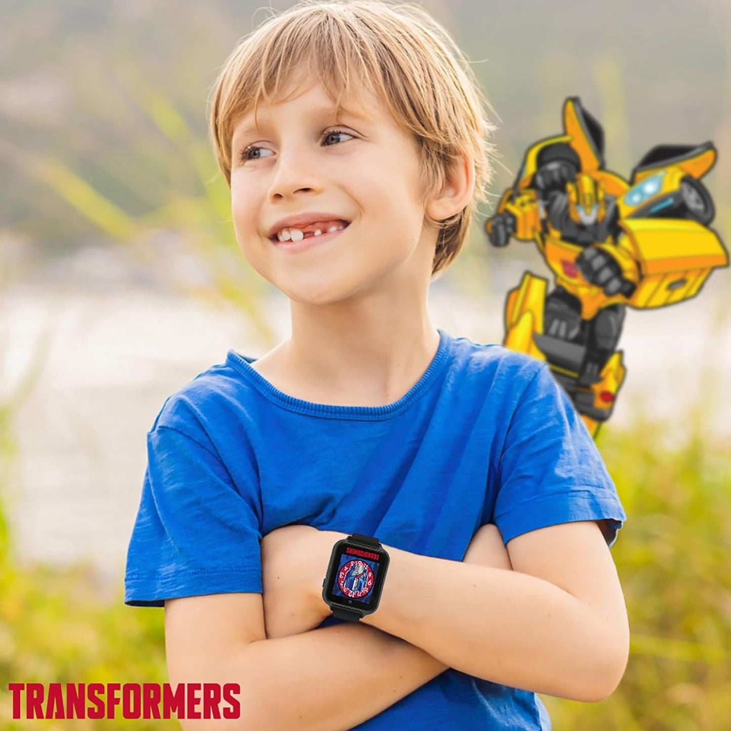 Accutime Transformers Kids Smart Watch with Selfie Camera, 10 Changeable Watch Faces, Pedometer, Playable Games, and More - Fun and Functional Wearable Tech for Boys and Girls, Red, 40mm, Smart Watch