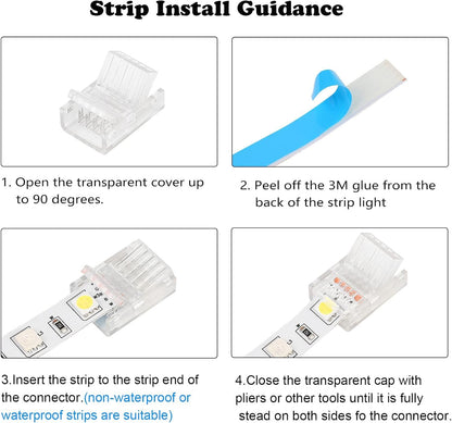 HOMELYLIFE 5 Pin LED Strip Connectors 12mm Solderless 10 Pcs with 16.4ft Extension Cable 5 Conductor for Waterproof or Non-Waterproof 12mm Wide RGBW RGBWW LED Strip Lights