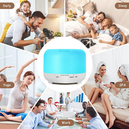 Husdow Essential Oil Ultrasonic Aromatherapy Diffuser with Remote Control 500ml Waterless Auto Shut-Off Humidifier Diffuser with 4 Timer and Changing Light for Home Yoga Office Kitchen Bedroom