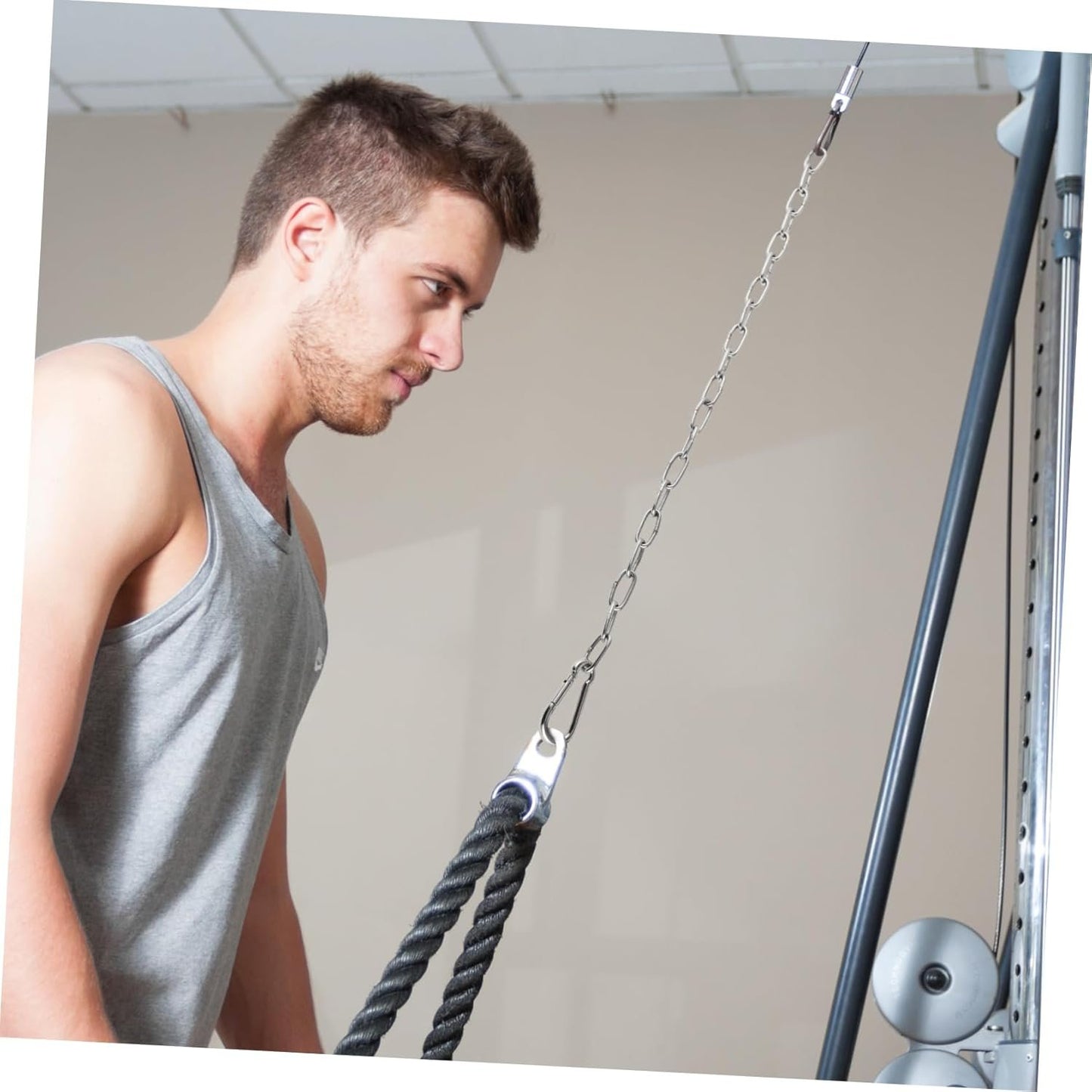 OSOLADY Home Gym Accessories Heavy Duty Chain for Weight Machine Extension LAT Pulldown Chain Hand Grip Strengthener Fitness Chain Extension Workout Fitness