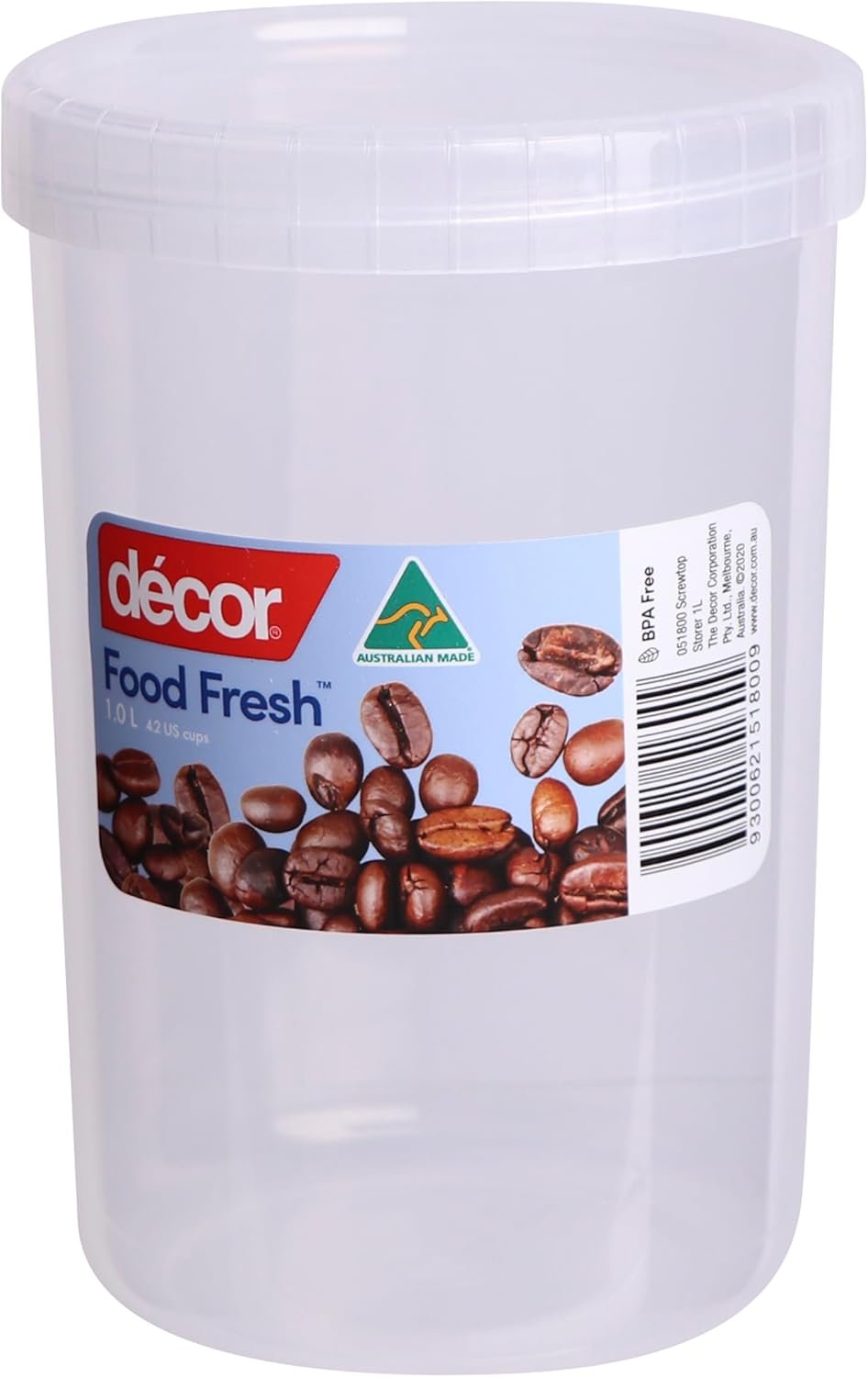 DÃ©cor Container Screw Top Container, 1L, Clear Large, 1, Piece