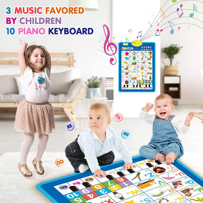 QIZEBABY Electronic Interactive Alphabet Wall Chart for Toddlers,Talking ABC Letters & Numbers & Words & Music &Piano Keyboard Poster,Great Educational Toys for Kids,Preschool Learning Toys for 2 3 4 5 Year Old Boys Girls