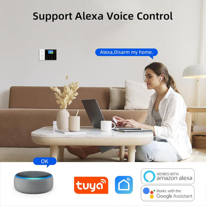 LWOHSI Home Security Alarm System, WiFi+GSM Alarm Kit with Phone APP Alert, Door/Window Sensor, Remote Control for Home, Apartment