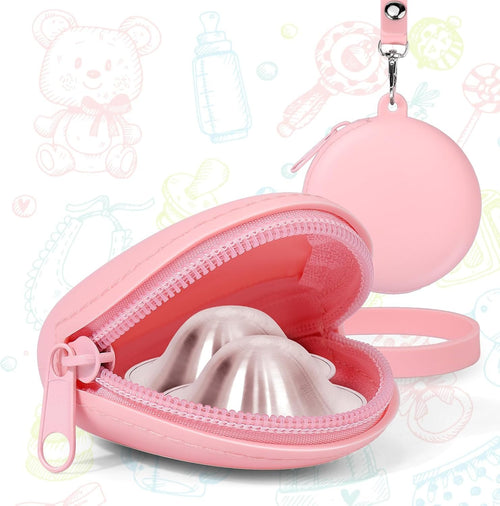 Vodolo Silver Nursing Cups Case Silicone,Nipples Shield Holder for 16-28mm Breast Feeding Nipple Shield Holder for Sore Nipple Covers Breastfeeding Essentials Must Haves Reusable