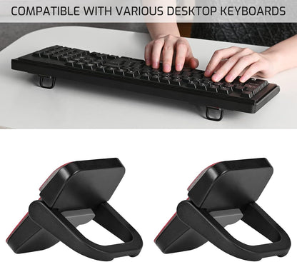 Bidponds 2 PCS Portable Invisible Laptop Stand, Mini Aluminum Feet Lifter, Self-Adhesive Foldable Cooling Riser, Computer Keyboard Mount Kickstand, Suitable for 12-17 Inches, Black