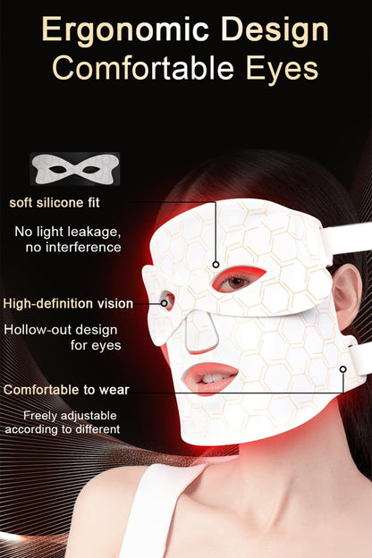 Red Light Therapy Mask for at Home Face Masks Skincare, Portable Skin Tightening Beauty Toning Device, 7 Colours LED Mask Mode Adjustment - Rejuvenation, Face Toning Firming for Women (White