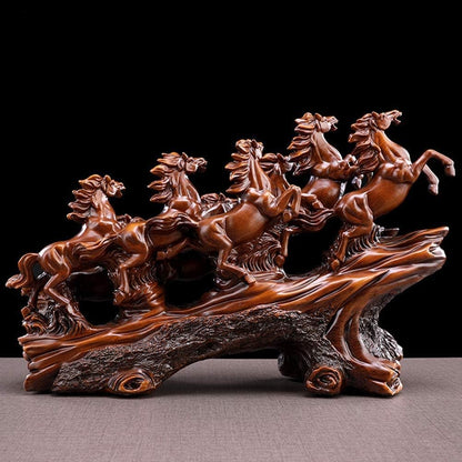Feng Shui Ornaments Horse Statues Home Decor Resin Sculpture Prosperity Ornaments Wealth Success, Home Office Decoration, Horse
